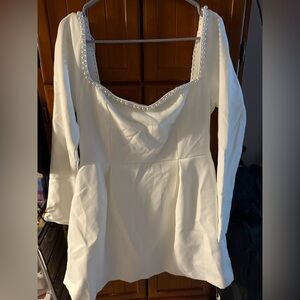 Silhouette Ivory Mini Dress with Pearls